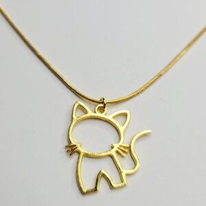 NWT BOGO Golden Charm Cut Out Cat Gold Color Snake Chain 21 Inch - Get One Free